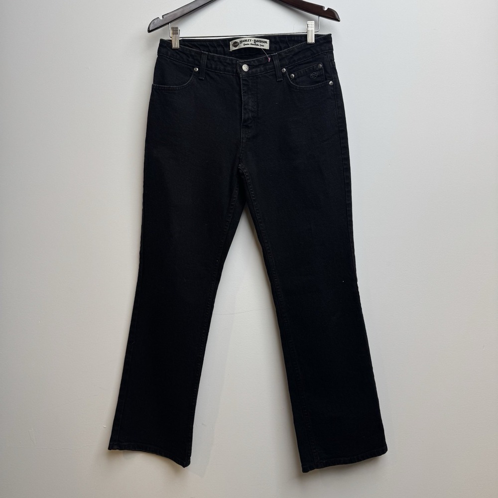 VTG Harley Davidson Bootcut Black Denim‎ Jeans Women's 10 Cotton Motorcycle Bike